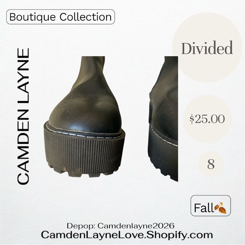 Divided Black Platform Ankle Boots(NEW) - Picture 5 of 5